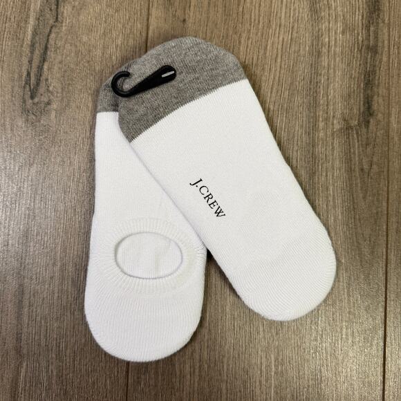 J.Crew No Show Loafer Foot Sock Mens S-M White Stretchy Two-Pair Thin Grip Pad - Picture 2 of 4